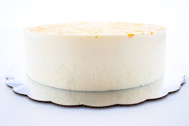 Arka plan olarak dekorasyon ve meyve ile Çikolatalı kek