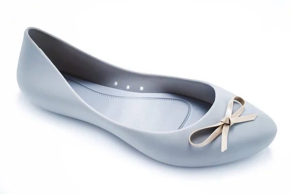 Grey female balley shoe isolated on white — Stock Photo, Image