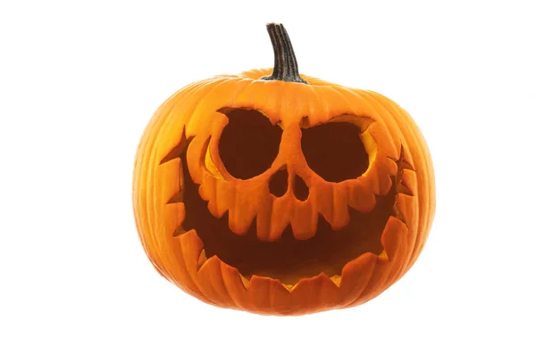 Halloween dýně strašidelný obličej izolované na bílém pozadí — Stock fotografie