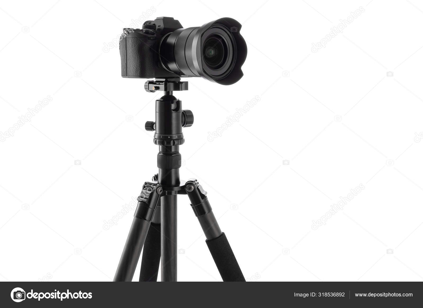 Tripod For Camera Stand With Hydraulic Head Ball isolated on white