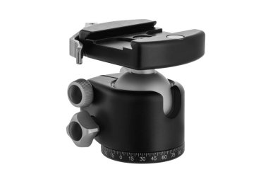 Beyaz arka plan üzerinde izole kamera tripod topu kafa