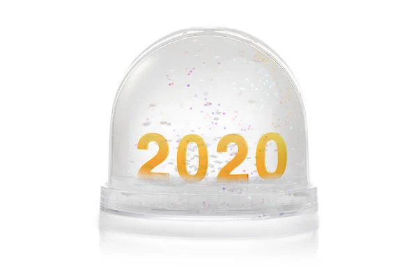 Paperweight com brilho isolado em branco. Feliz ano novo 2020 — Fotografia de Stock