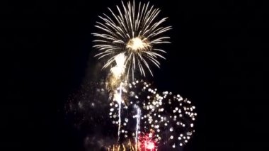 Gece gökyüzünde parlayan havai fişekler, kutlama konseri, bayramlar 2020