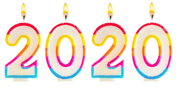 2020 feliz ano novo queimando velas de festa — Fotografia de Stock