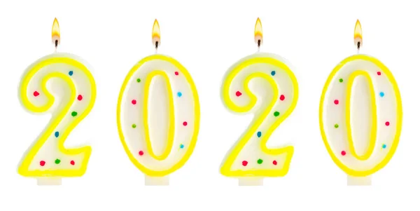 2020 feliz ano novo queimando velas de festa — Fotografia de Stock