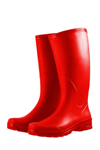 Czerwone buty gumowe izolowane na białym tle — Zdjęcie stockowe