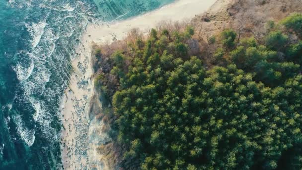 Deniz Doğumu Deniz Suyunun Sahil Kıyısının Taşlı Havadan Görünüşü — Stok video