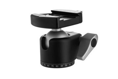 Beyaz arka plan üzerinde izole kamera tripod topu kafa