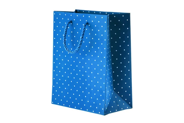 Blue paper bag on white background — Stock Photo, Image