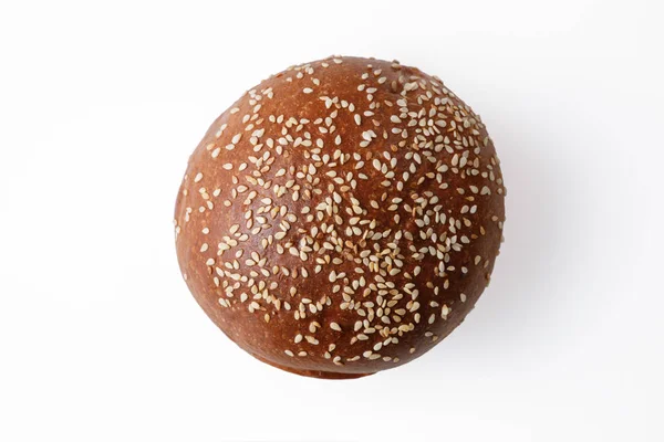 Homemade sourdough bread. Burger bun isolated on white background — Stock Photo, Image