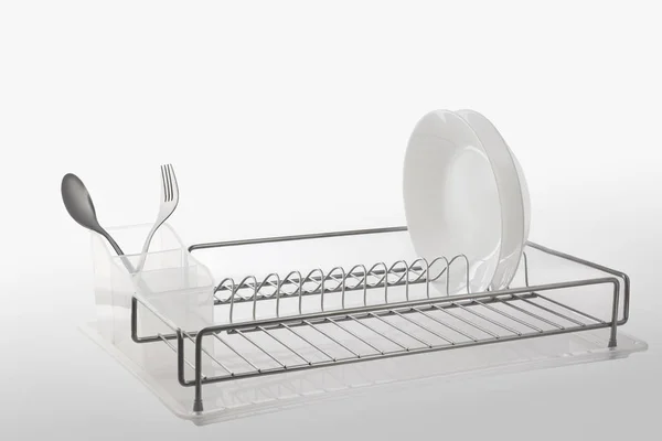 Dish drying rack isolated on white — Stock Photo, Image