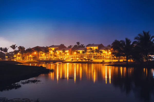 Tropische Golfbaan Bij Zonsondergang Dominicaanse Republiek Punta Cana — Stockfoto