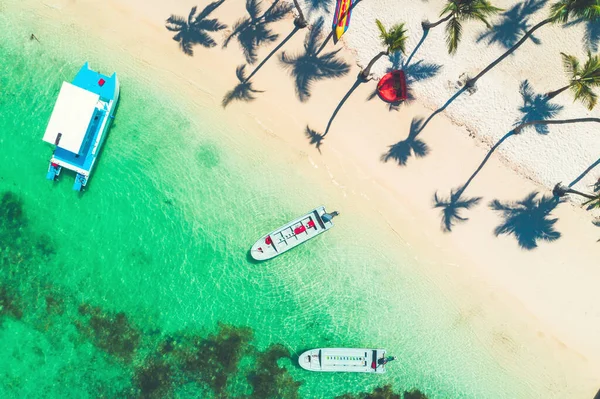 Insel Sandstrand Karibik Resort Bavaro Dominikanische Republik Sommerferien Drohnenblick Aus — Stockfoto