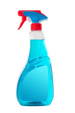 Kırpma yolu olan mavi plastik dağıtıcı beyaz arkaplanda izole edildi