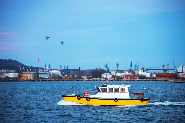 Патрульные Катера Плывущие Восходе Солнца Морской Воде — стоковое фото