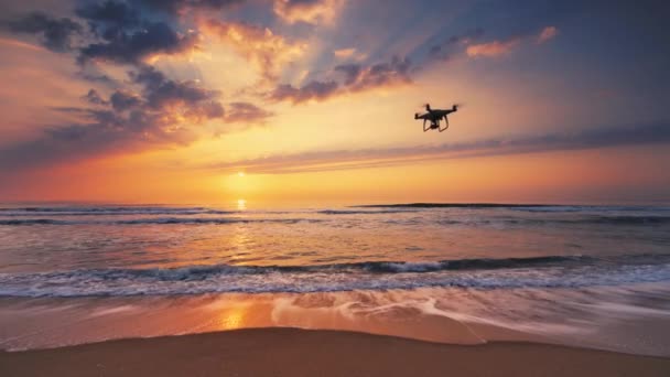 Alba Tropicale Del Mare Drone Volante Sulla Spiaggia — Video Stock