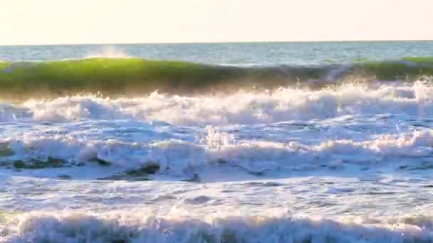 Mare Onde Rotolamento Bella Mattina Sulla Spiaggia — Video Stock