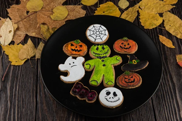 Homemade delicious ginger biscuits for Halloween — Stock Photo, Image