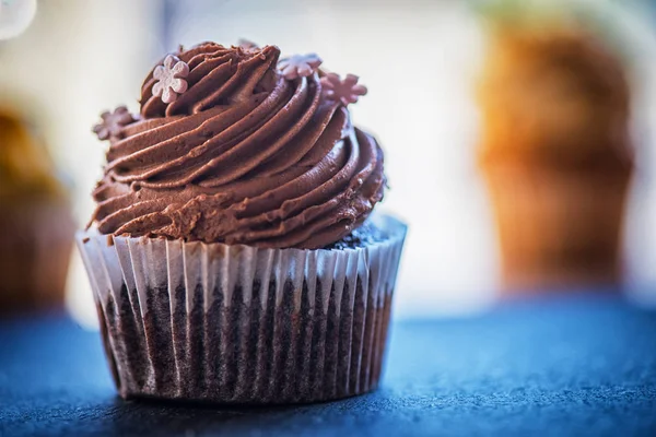 Chocolade cupcakes woestijn — Stockfoto