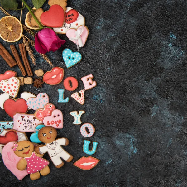 Gingerbreads Sevgililer günü için — Stok fotoğraf