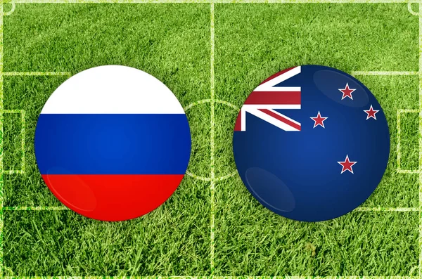 Russia vs New Zealand football match — Stock Photo, Image
