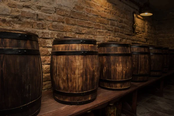 Barrels in the wine cellar — Stock Photo, Image