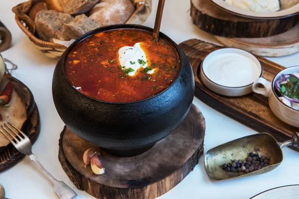 Russian borsch at pot — Stock Image Russian borsch at pot Royalty Free Stock Images