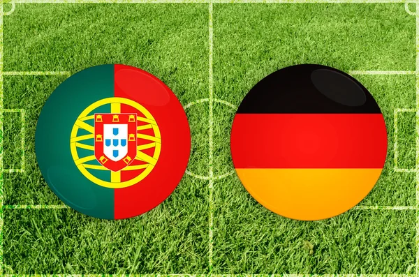 Portugal mot Tyskland fotbollsmatch — Stockfoto