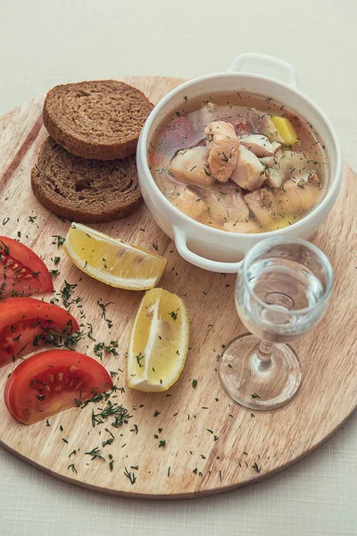 Русский традиционный рыбный суп — стоковое фото