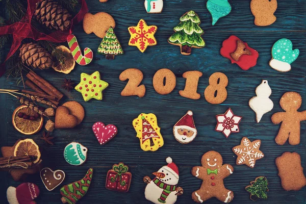 Perníky na nový rok 2018 — Stock fotografie