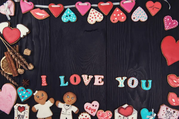 Gingerbreads Sevgililer günü için — Stok fotoğraf