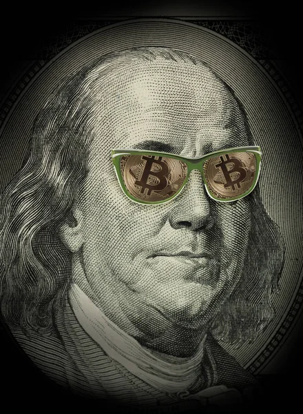 Bitcoin 달러 지폐 — 스톡 사진