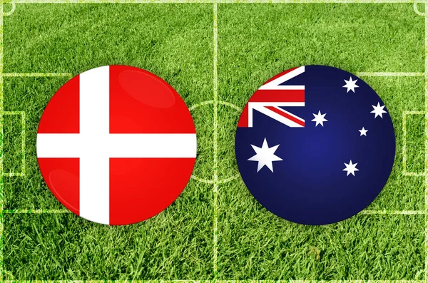 Danmark vs Australien fotbollsmatch — Stockfoto