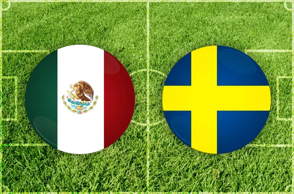 Mecz piłki nożnej Szwecja vs Meksyk — Zdjęcie stockowe