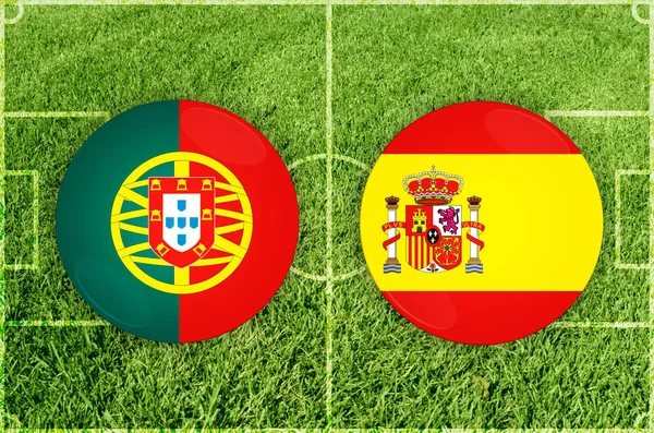 Portugal vs Spain football match — Stock Photo, Image