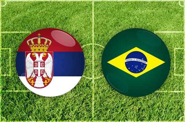 セルビア対ブラジル サッカーの試合 — ストック写真