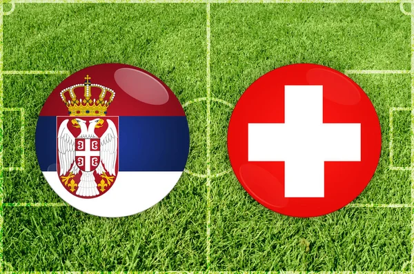 セルビア対スイス連邦共和国のサッカーの試合 — ストック写真