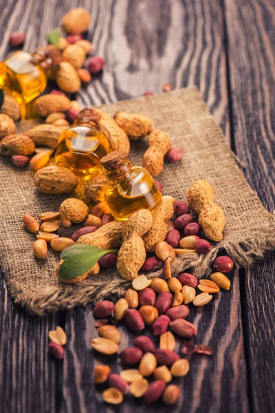 Natural peanut with oil in a glass