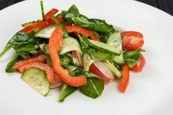 Insalata di verdure su piatto bianco — Foto Stock