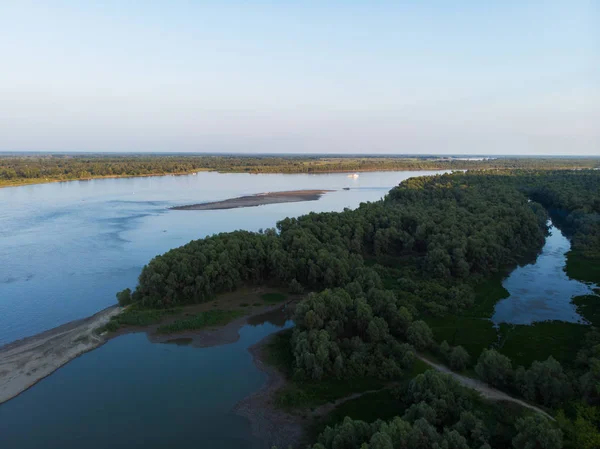 Letecký pohled na velkou sibiřskou řeku Ob — Stock fotografie