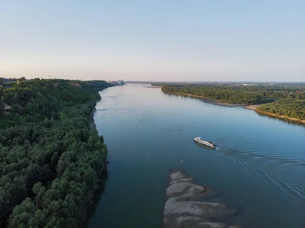 Aerial view of big siberian Ob river — Stock Photo, Image