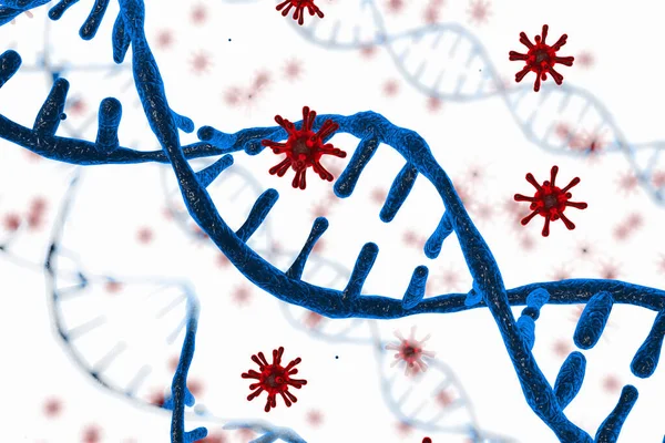 Viruset integreras i den humana cellmekanismen. — Stockfoto