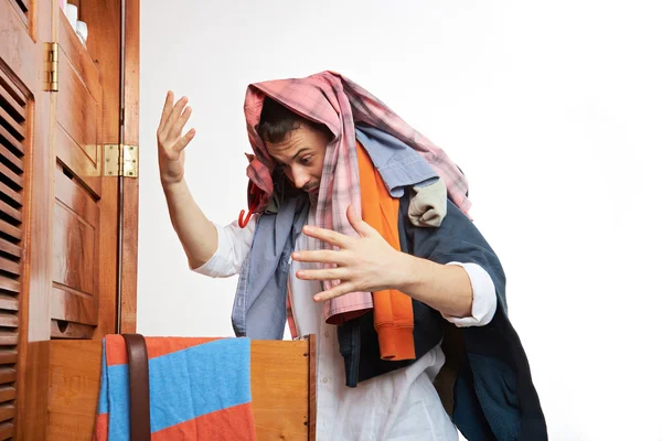 Man with his wardrobe — Stock Photo, Image