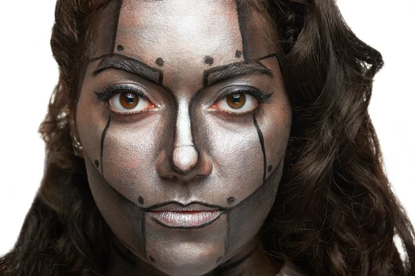 Robot kadınlar yüz — Stok fotoğraf