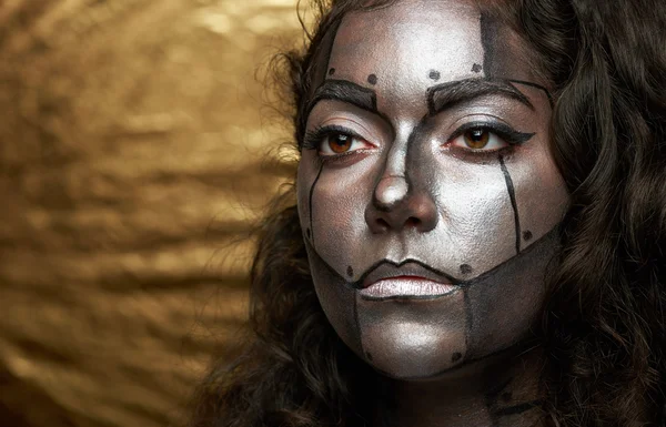 Cyborg kadınlar yüz — Stok fotoğraf