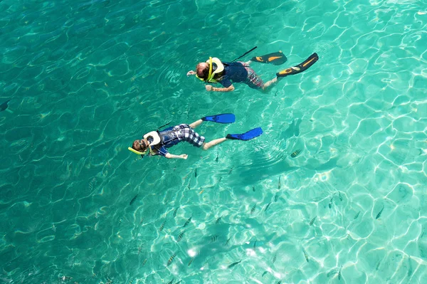 Hombre con sol snorkeling — Foto de Stock