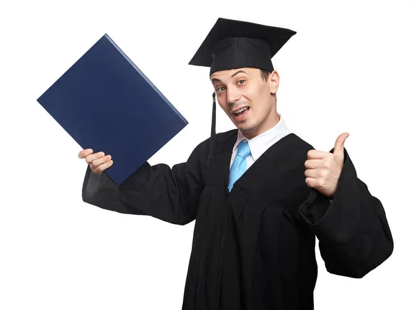 Laureato studente uomo con diploma — Foto Stock