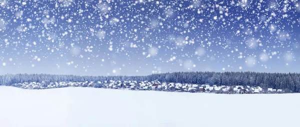 Panorama de Navidad de mañana nevada — Foto de Stock