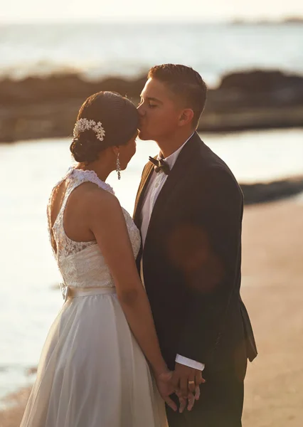 Besos casados pareja de boda —  Fotos de Stock
