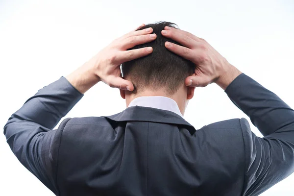 Стресс деловой человек взгляд со спины — стоковое фото